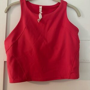 Lululemon hot pink crop with built in bra, size 10